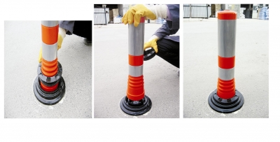 Flexibler Absperrpfosten "Flexipfosten" Ø 80 mm, orange, zum Kleben